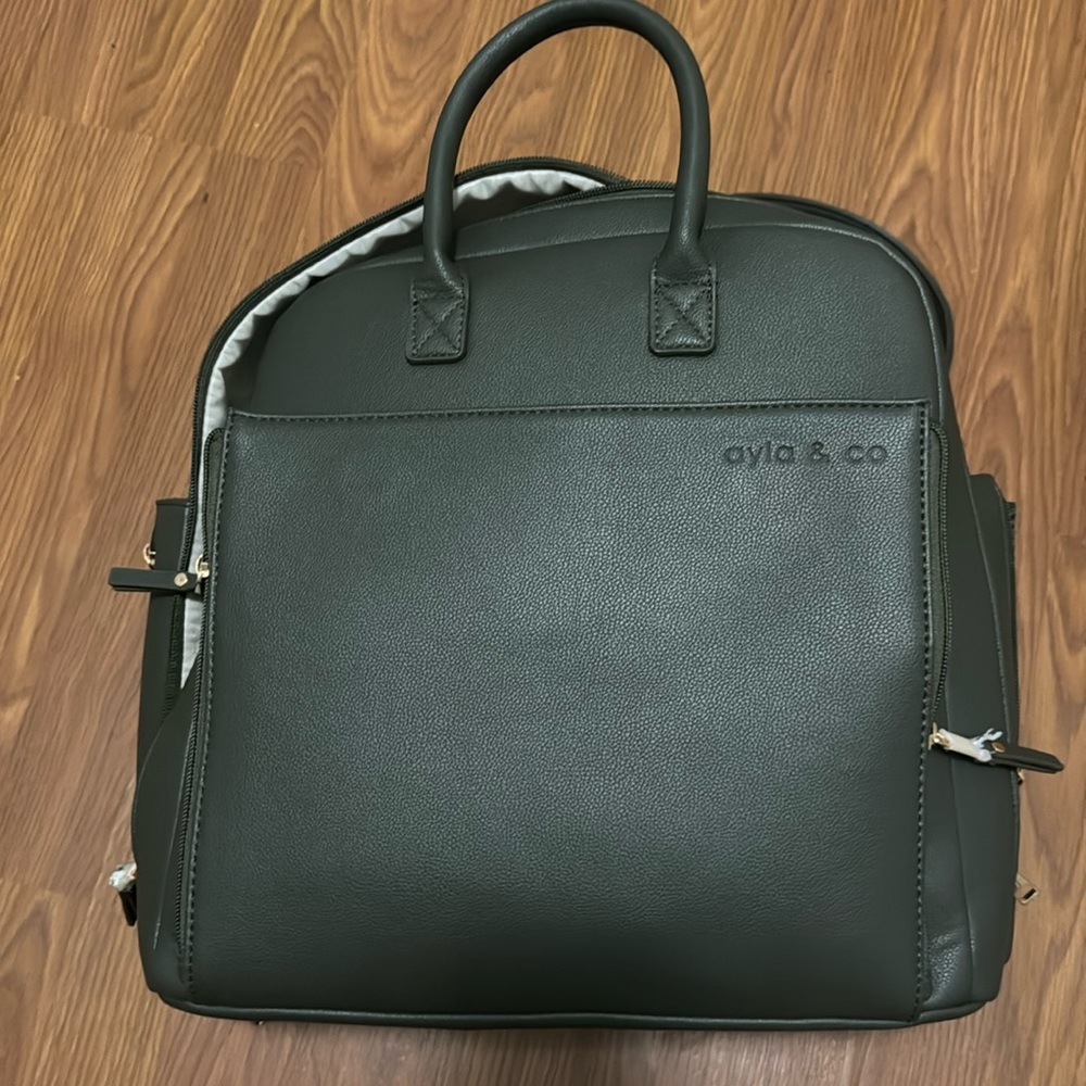 Ayla & Co large diaper backpack with convertible straps.